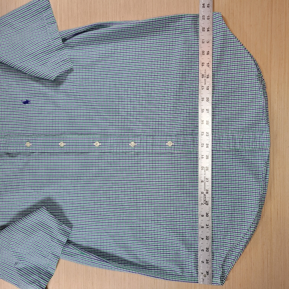 Polo Ralph Lauren Blake Gingham Short Sleeve Shirt Mens M Green Purple Preppy - Picture 7 of 8